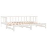 Pull-out Day Bed White 2x(90x190) cm Solid Wood Pine