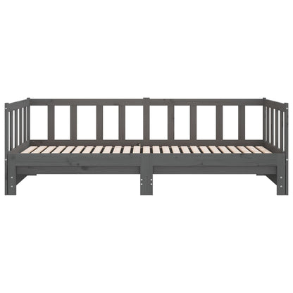 Day Bed | Grey | Solid pinewood | 2x |  Pull-Out  | Day Bed | Rectangular