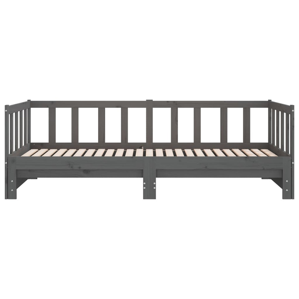 Pull-out Day Bed Grey 2x(90x190) cm Solid Wood Pine