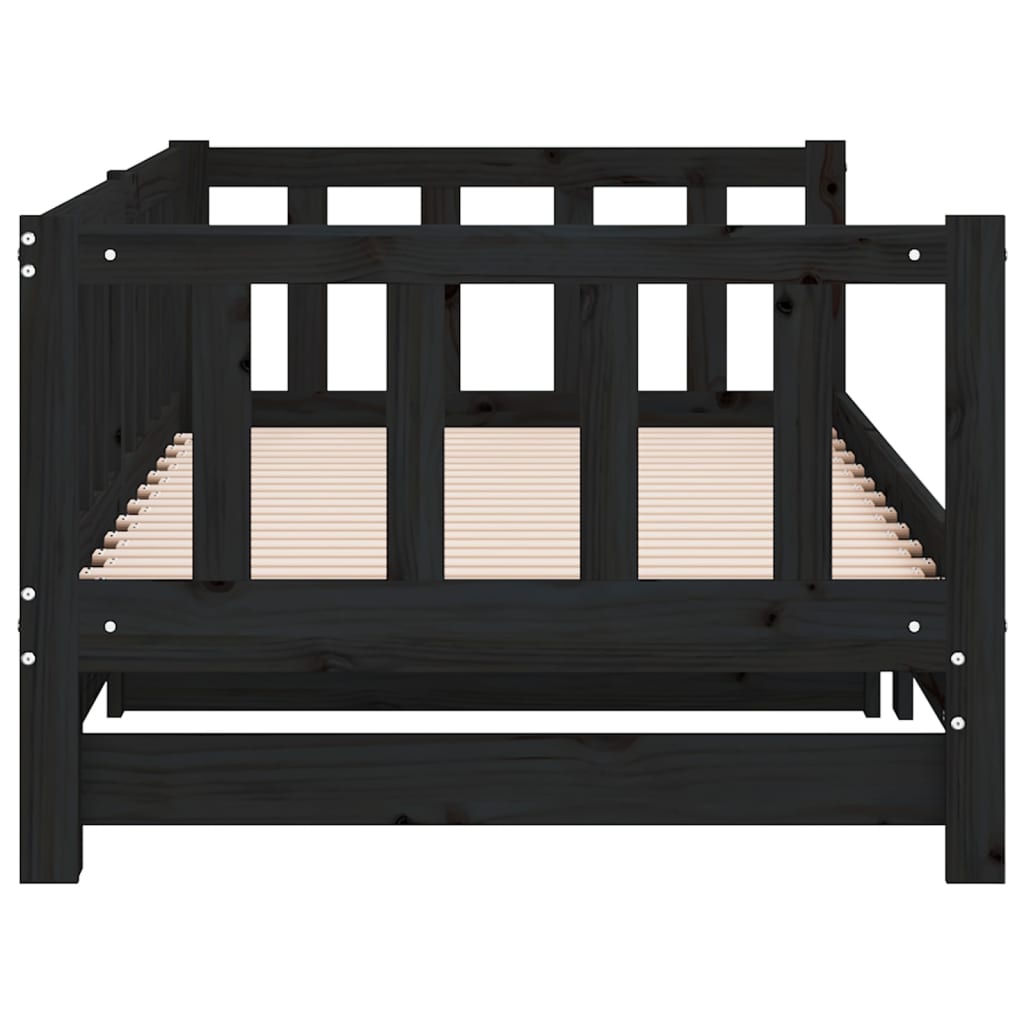 Day Bed | Black | Solid Pine Wood | Double | Pull-Out | Rectangular
