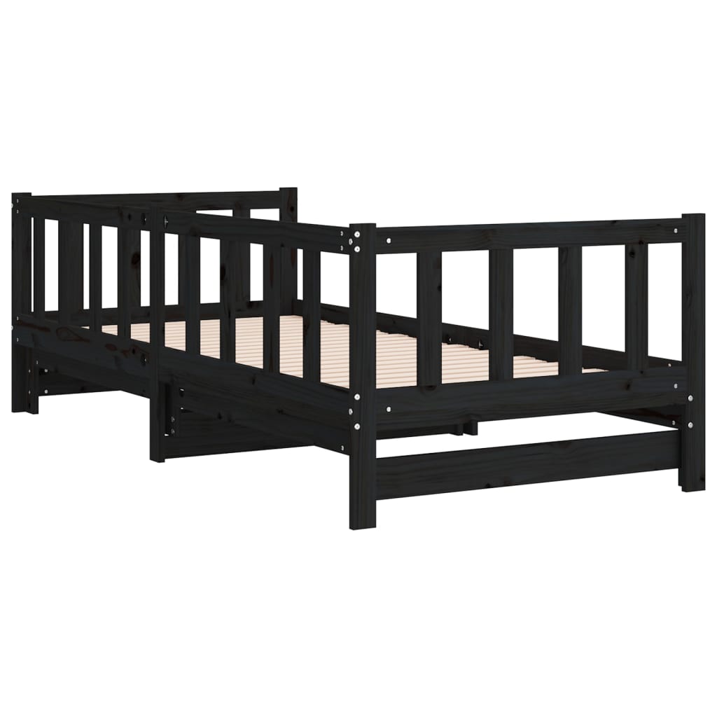 Day Bed | Black | Solid Pine Wood | Double | Pull-Out | Rectangular