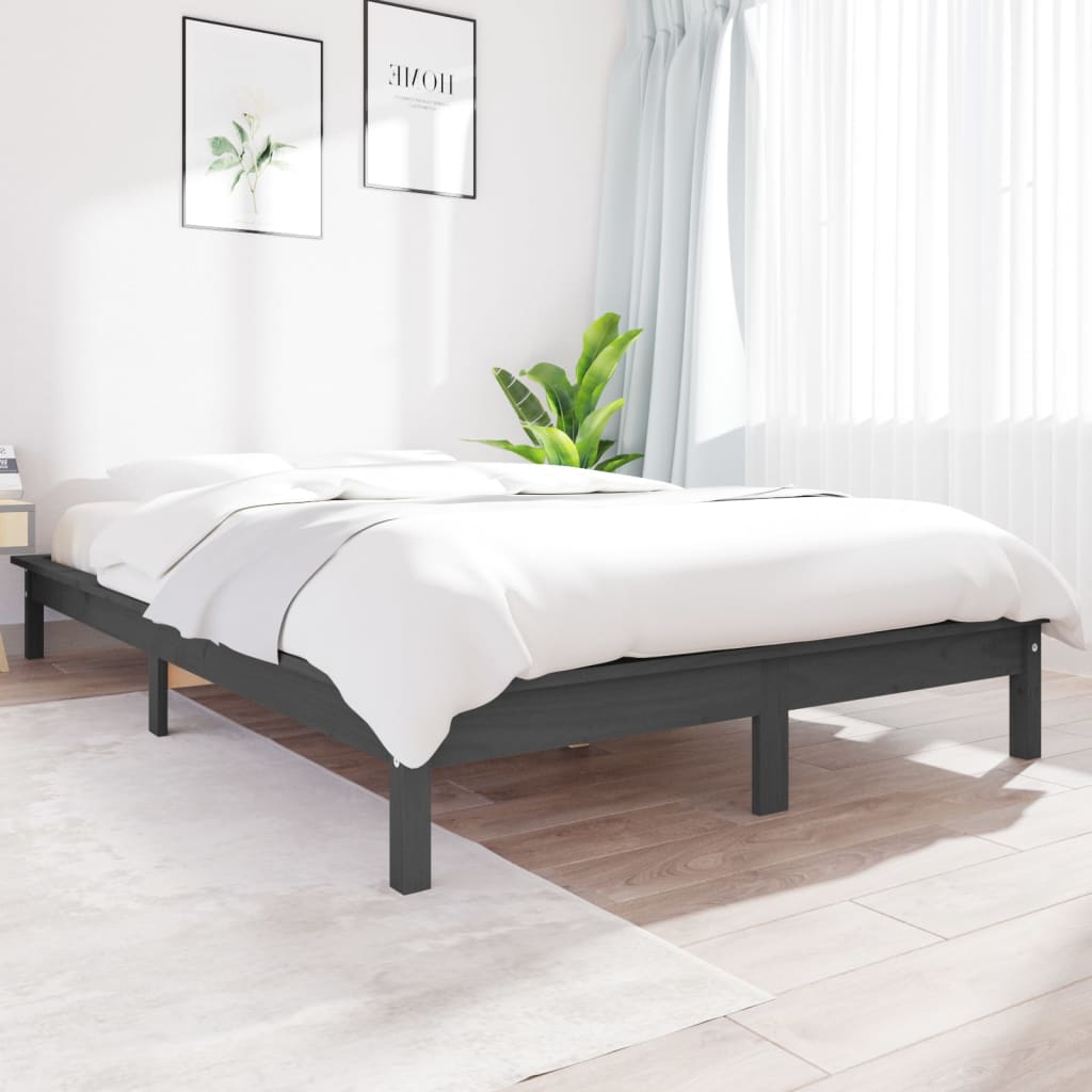 Bed Frame | Grey | Solid pine wood | Double | Durable | Bed Frame