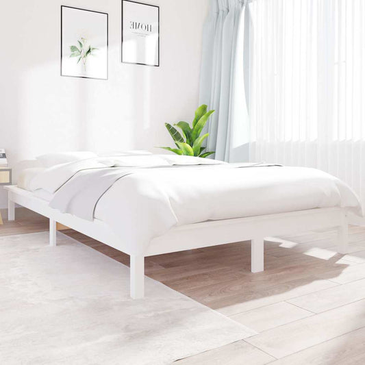 Bed Frame | White | Solid Pine Wood | King Size | Durable | Bed Frame
