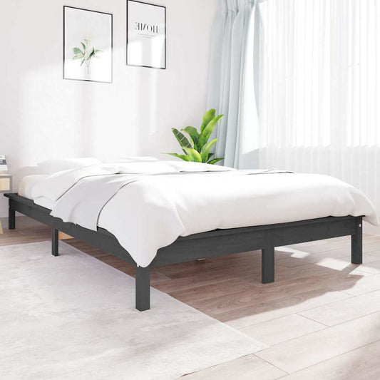Bed Frame | Grey | Solid Pine Wood | Super King | Durable | Bed Frame
