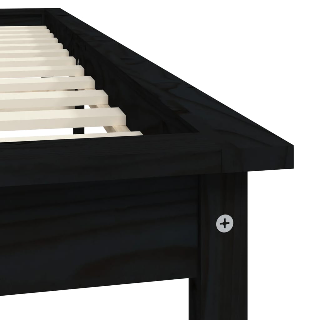 Bed Frame | Black | Solid pine wood | Super King Size | Durable