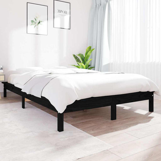 Bed Frame without Mattress Black Super King Size Solid Wood