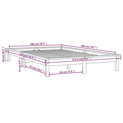 Bed Frame without Mattress Grey 200x200 cm Solid Wood