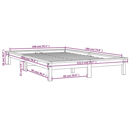 Bed Frame | White | Solid Pine Wood | Double | Durable | Bed Frame