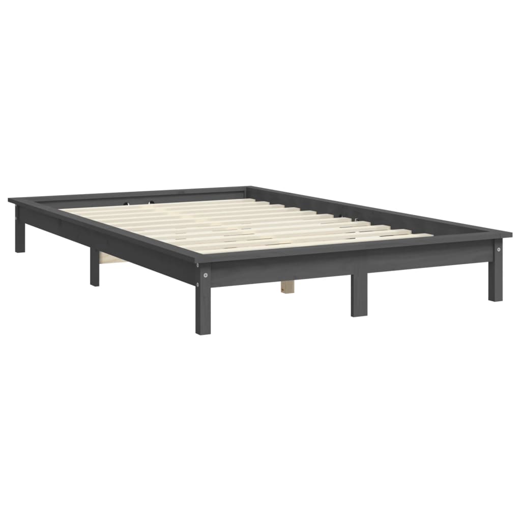 Bed Frame | Grey | Solid pine wood | Double | Appealing Design