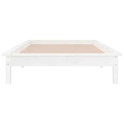 LED Bed Frame without Mattress White 90x200 cm Solid Wood
