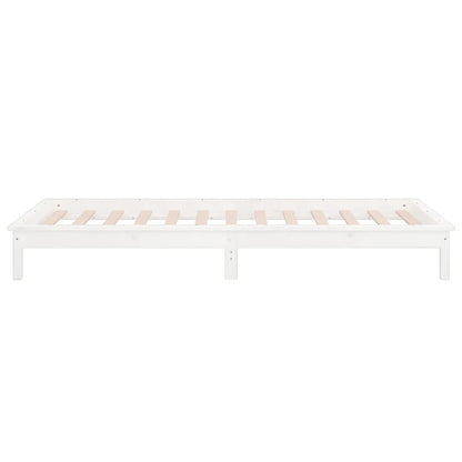 LED Bed Frame without Mattress White 90x200 cm Solid Wood