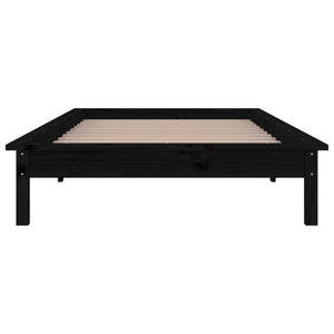 LED Bed Frame Black 90x200 cm Solid Wood