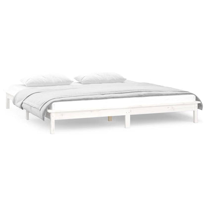 LED Bed Frame without Mattress White 140x200 cm Solid Wood