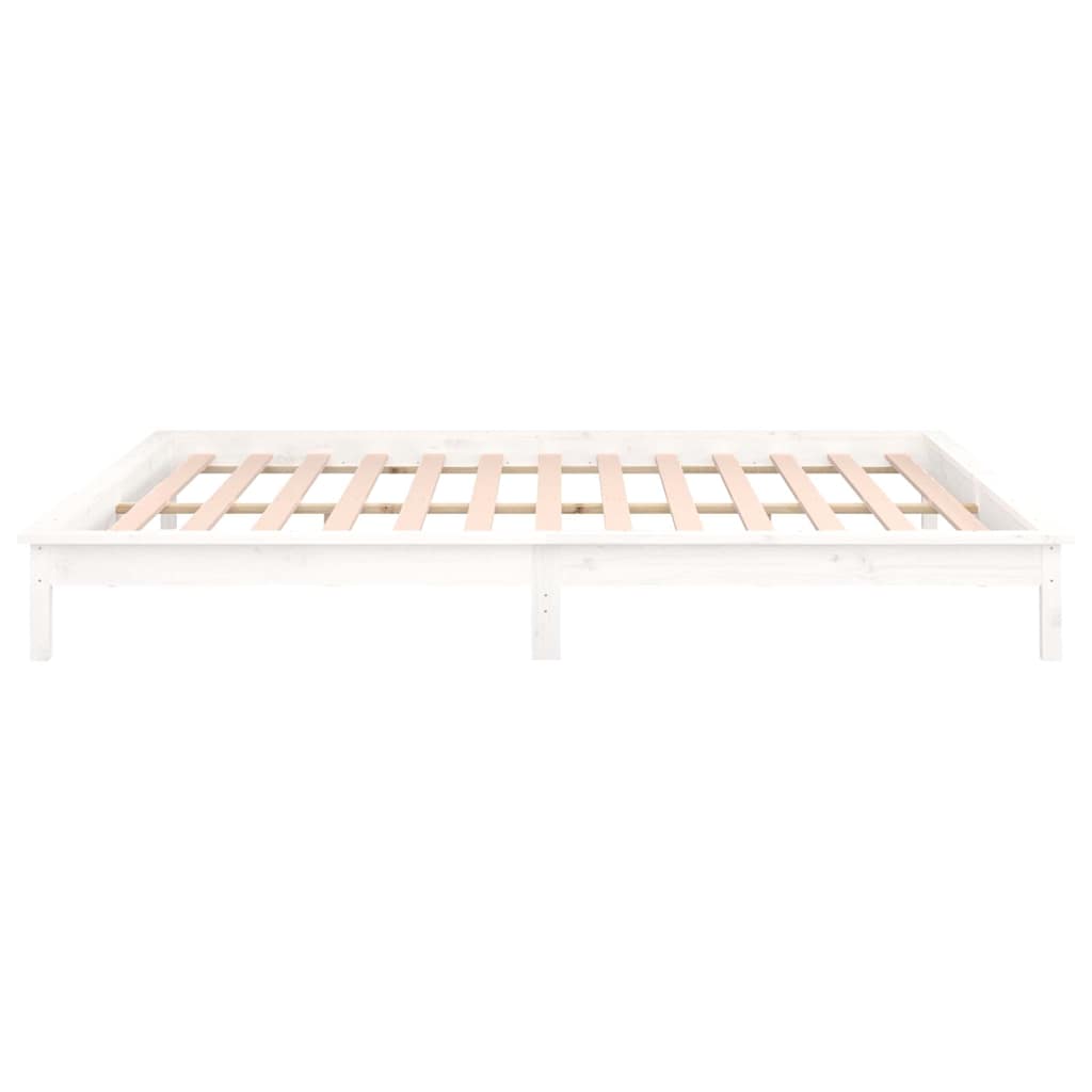 LED Bed Frame without Mattress White 140x200 cm Solid Wood
