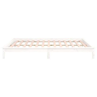 LED Bed Frame without Mattress White 140x200 cm Solid Wood