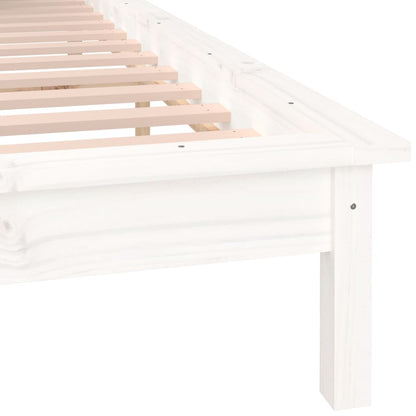 LED Bed Frame without Mattress White 140x200 cm Solid Wood
