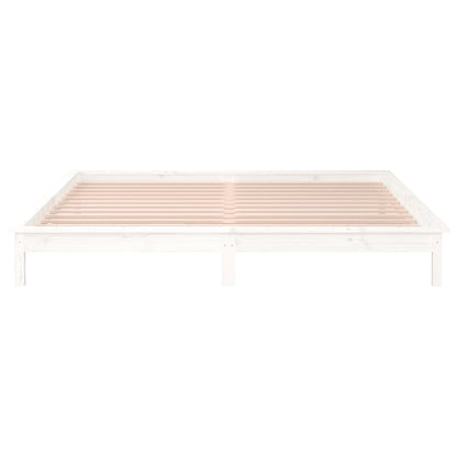 LED Bed Frame without Mattress White 180x200 cm Super King  Solid Wood