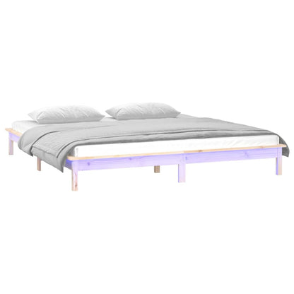 LED Bed Frame without Mattress 200x200 cm Solid Wood