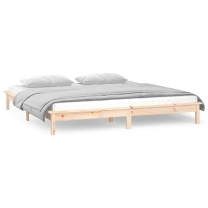 LED Bed Frame without Mattress 200x200 cm Solid Wood