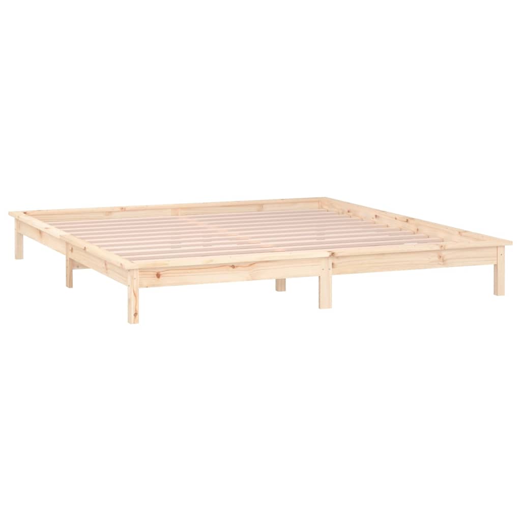 LED Bed Frame without Mattress 200x200 cm Solid Wood