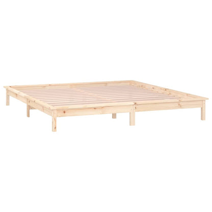 LED Bed Frame without Mattress 200x200 cm Solid Wood