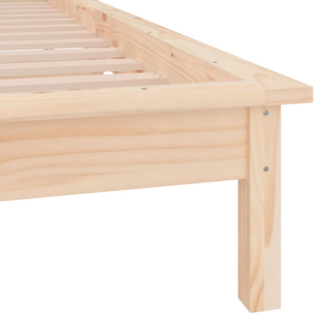 LED Bed Frame without Mattress 75x190 cm Small Single Small Single Solid Wood