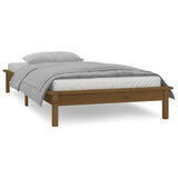 LED Bed Frame Honey Brown 90x190 cm Single Solid Wood