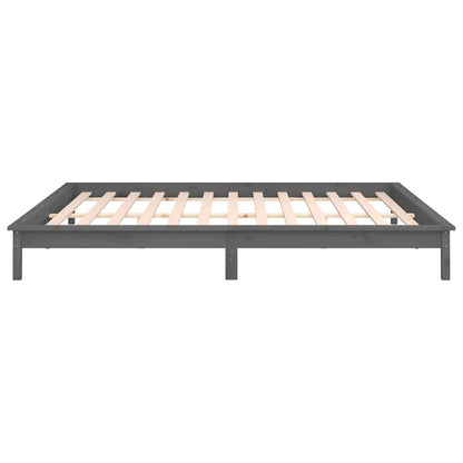 LED Bed Frame without Mattress Grey 120x190 cm Small Double  Solid Wood