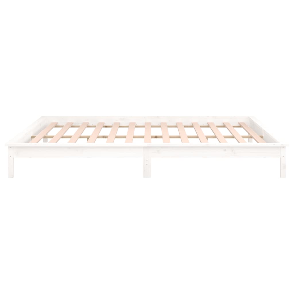LED Bed Frame without Mattress White 140x190 cm Solid Wood