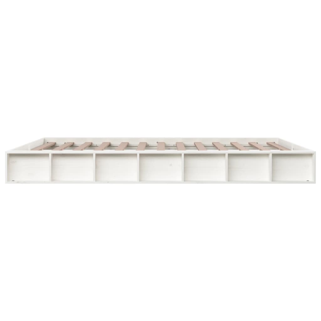 Bed Frame | White | Solid Pine Wood | 200x200 cm | Bed Frame