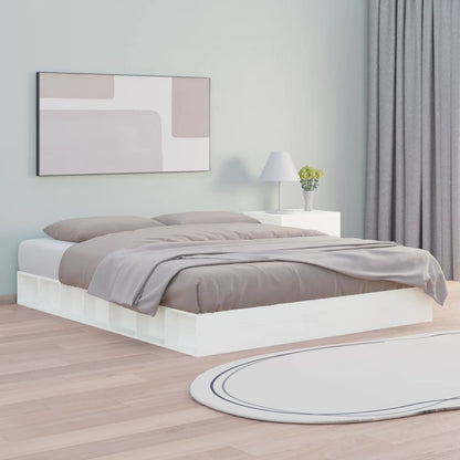 Bed Frame | White | Solid Pine Wood | 200x200 cm | Bed Frame