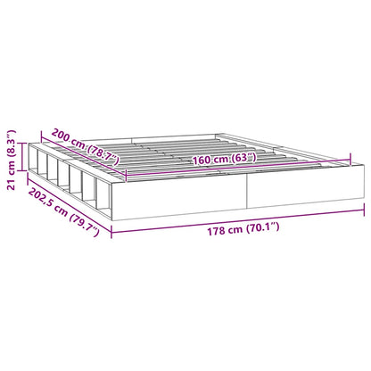 Bed Frame without Mattress 160x200 cm Solid Wood