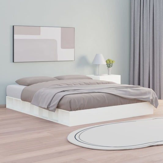 Bed Frame | White | Solid pine wood | Double | Durable | Bed Frame