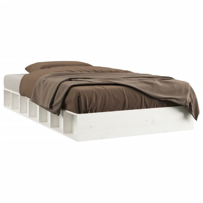 Bed Frame | White | Solid Pine Wood | 140 x 190 | Decorative Inlays