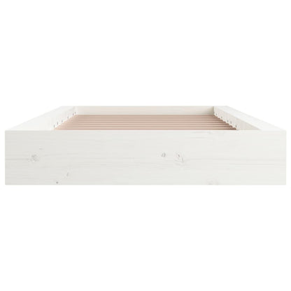 Bed Frame | White | Solid Pine Wood | 140 x 190 | Decorative Inlays