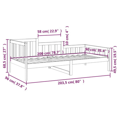 Day Bed without Mattress White 90x200 cm Solid Wood Pine