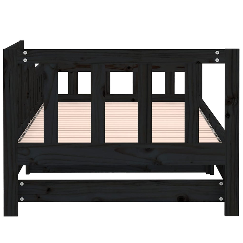 Pull-out Day Bed Black 2x(90x200) cm Solid Wood Pine