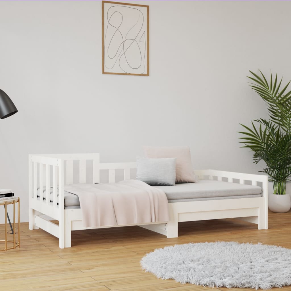 Day Bed | White | Solid pinewood | Double | Convertible | Day Bed