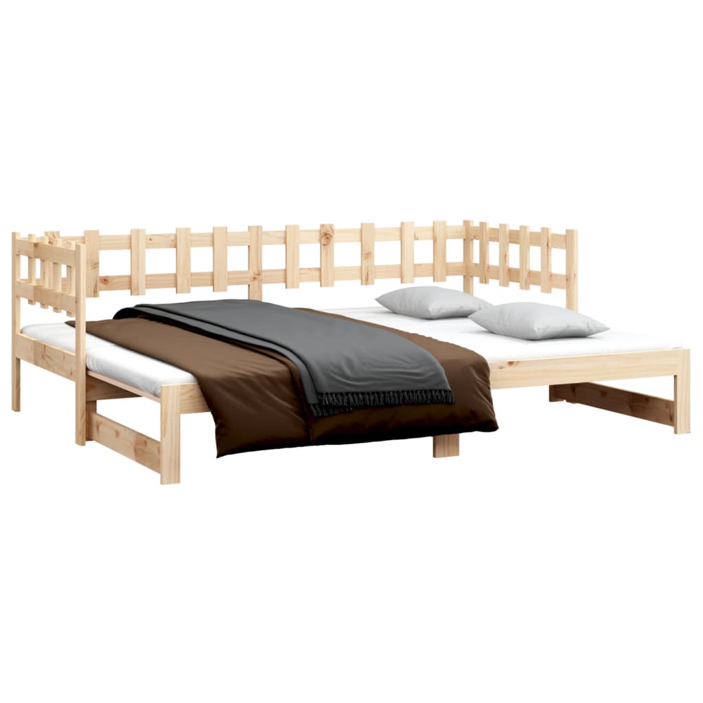 Pull-out Day Bed without Mattress 2x(80x200) cm Solid Wood Pine