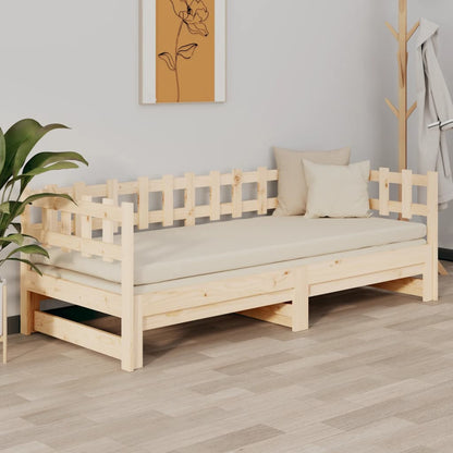 Pull-out Day Bed without Mattress 2x(80x200) cm Solid Wood Pine