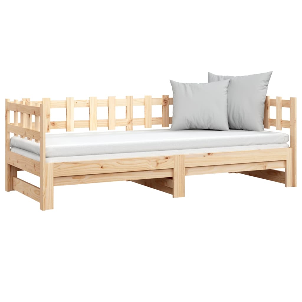 Pull-out Day Bed without Mattress 2x(80x200) cm Solid Wood Pine