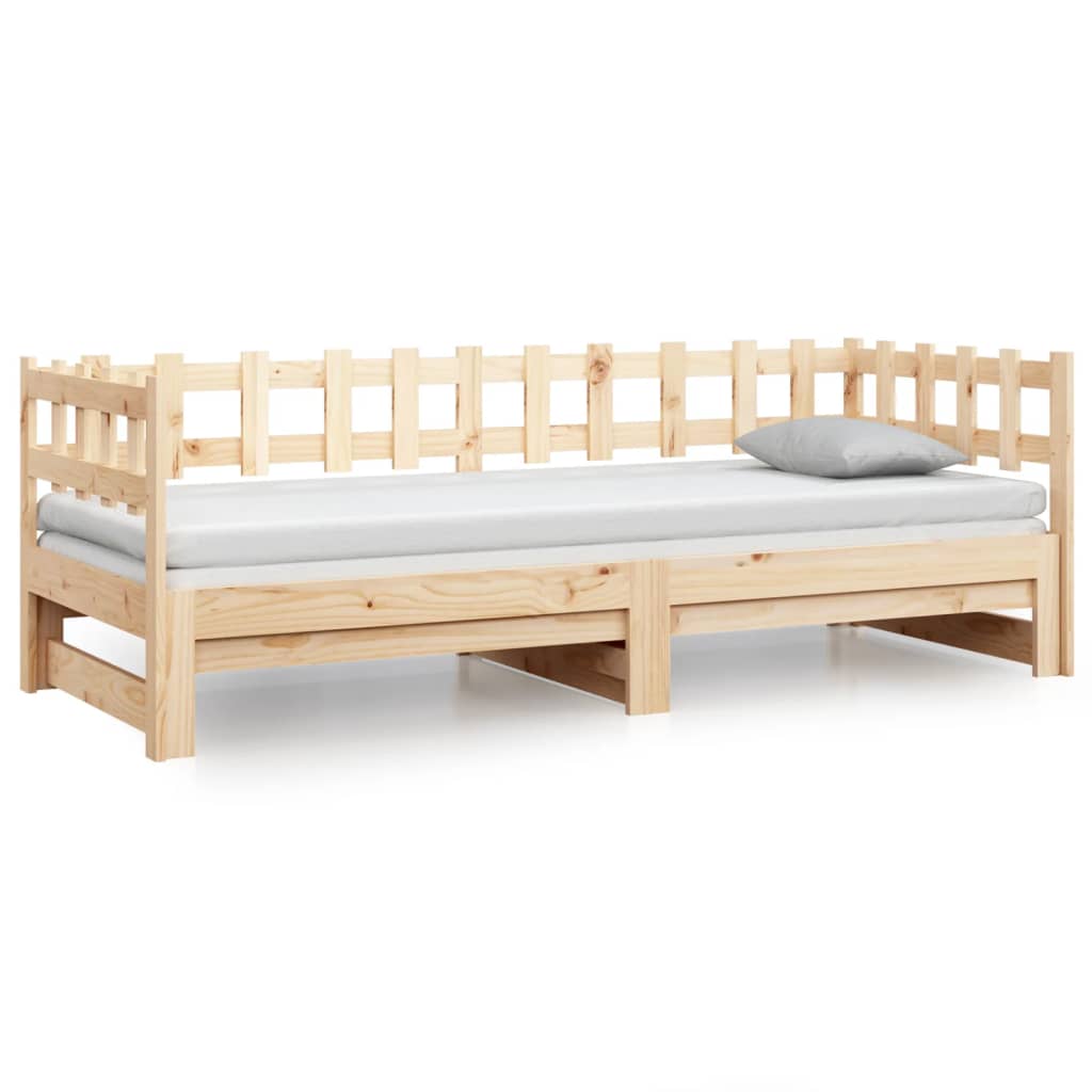 Pull-out Day Bed without Mattress 2x(80x200) cm Solid Wood Pine