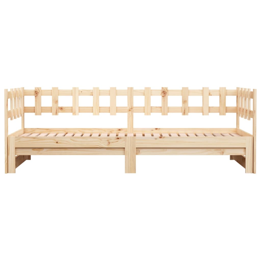 Pull-out Day Bed without Mattress 2x(80x200) cm Solid Wood Pine