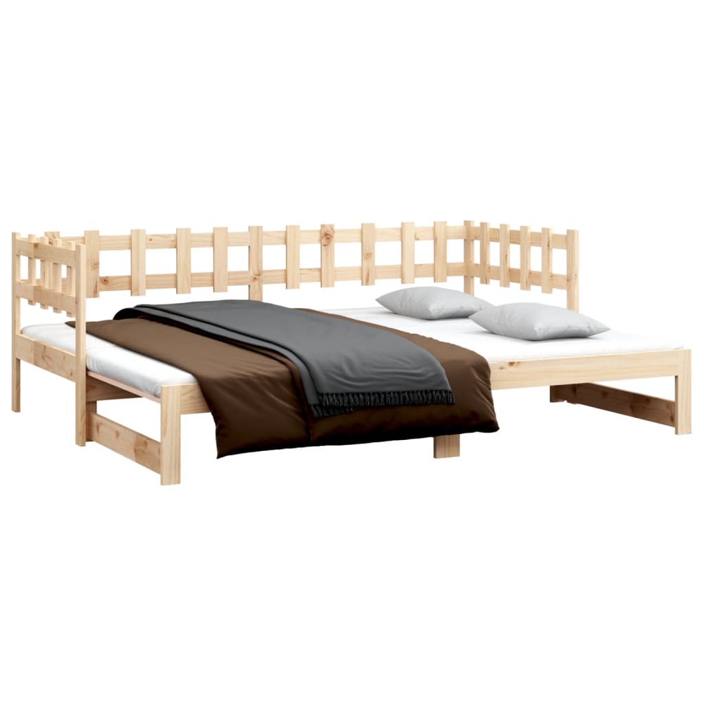 Pull-out Day Bed without Mattress 2x(90x200) cm Solid Wood Pine
