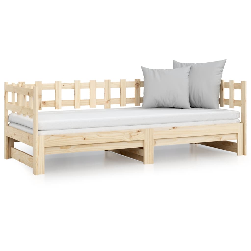 Pull-out Day Bed without Mattress 2x(90x200) cm Solid Wood Pine