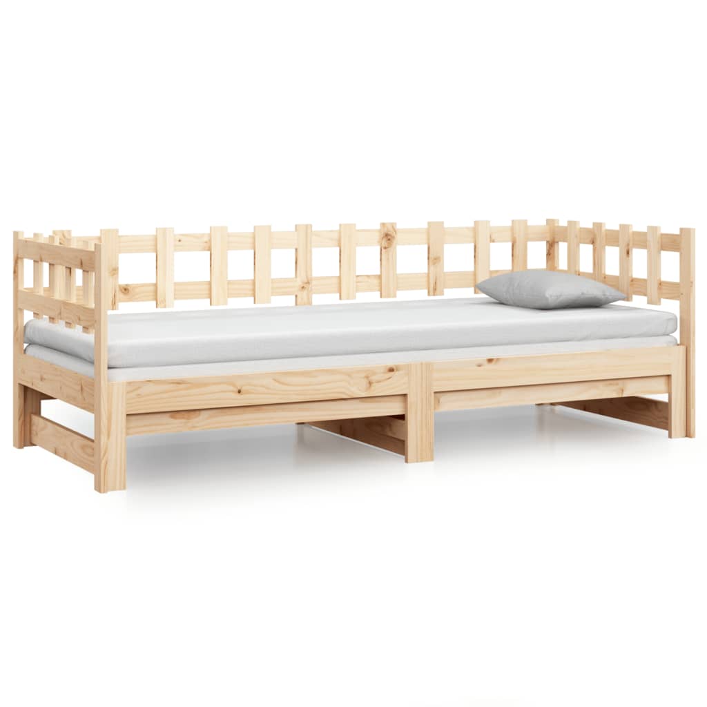 Pull-out Day Bed without Mattress 2x(90x200) cm Solid Wood Pine