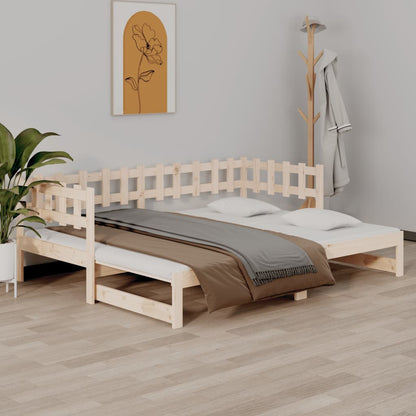 Pull-out Day Bed without Mattress 2x(90x200) cm Solid Wood Pine