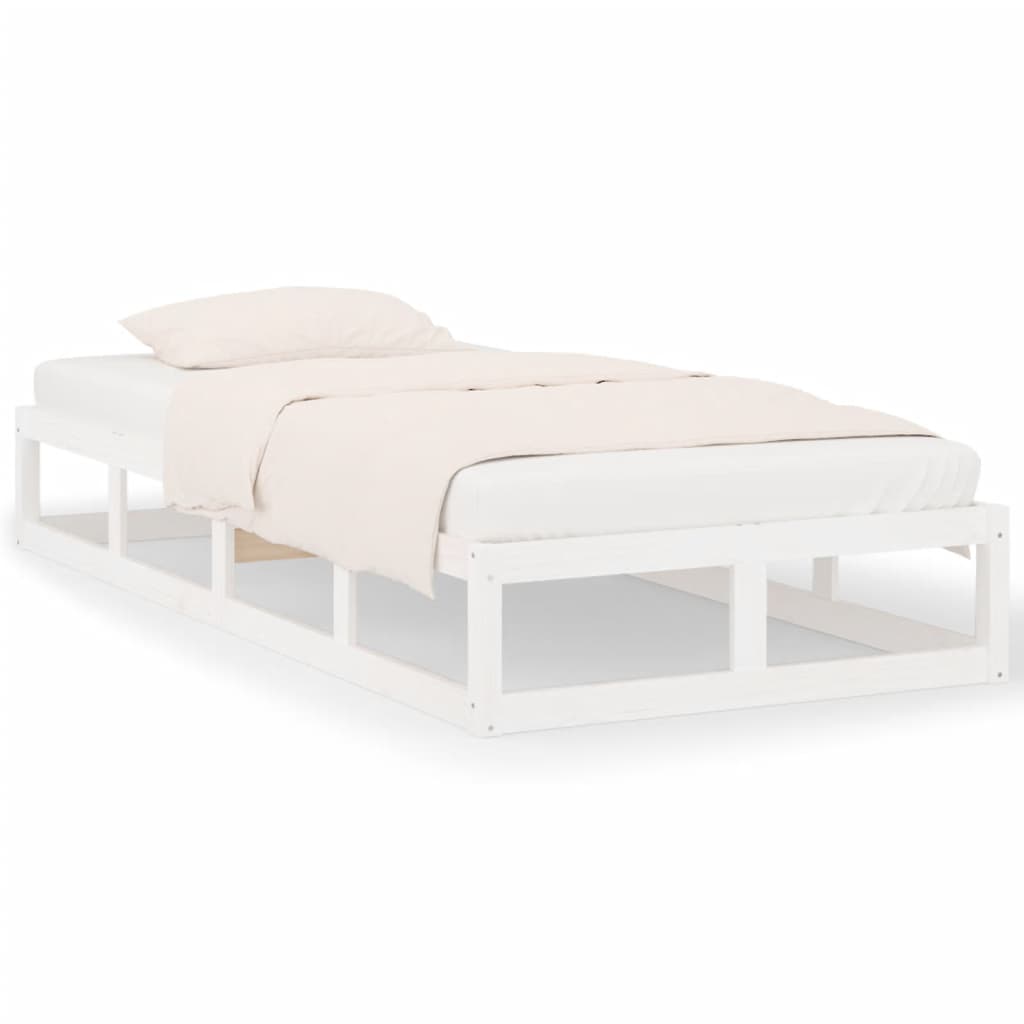Bed Frame | White | Solid Pinewood, Plywood | Single Bed | Durable