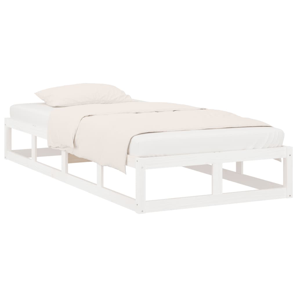 Bed Frame | White | Solid Pinewood, Plywood | Single Bed | Durable