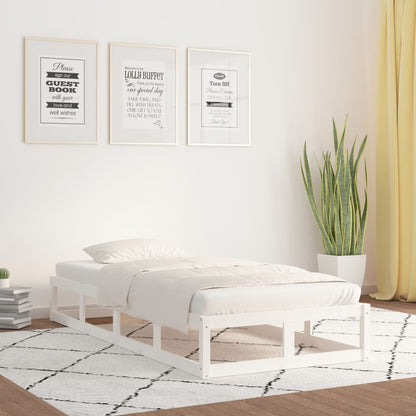 Bed Frame | White | Solid Pinewood, Plywood | Single Bed | Durable